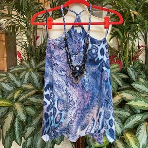 Boston Proper Braided T-back Handkerchief Hem Tank Top